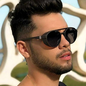 round frame men's sunglasses cyberpunk style retro steampunk sunglasses men outdoor driving fishing glasses UV400