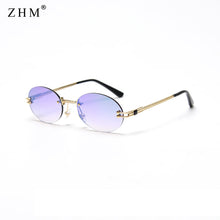Load image into Gallery viewer, small oval sunglasses men uv400 retro frameless round sunglasses retro women 2023 oval small frame color film sunglasses fem