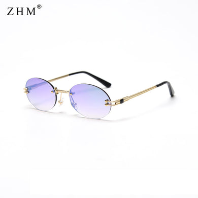 small oval sunglasses men uv400 retro frameless round sunglasses retro women 2023 oval small frame color film sunglasses fem