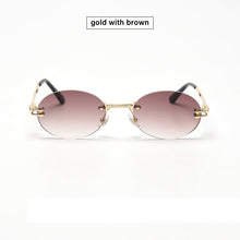 Load image into Gallery viewer, small oval sunglasses men uv400 retro frameless round sunglasses retro women 2023 oval small frame color film sunglasses fem