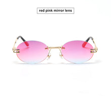 Load image into Gallery viewer, small oval sunglasses men uv400 retro frameless round sunglasses retro women 2023 oval small frame color film sunglasses fem