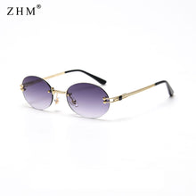Load image into Gallery viewer, small oval sunglasses men uv400 retro frameless round sunglasses retro women 2023 oval small frame color film sunglasses fem