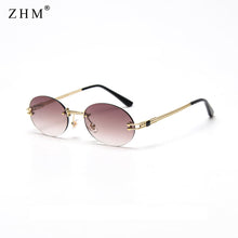 Load image into Gallery viewer, small oval sunglasses men uv400 retro frameless round sunglasses retro women 2023 oval small frame color film sunglasses fem