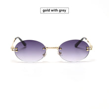 Load image into Gallery viewer, small oval sunglasses men uv400 retro frameless round sunglasses retro women 2023 oval small frame color film sunglasses fem