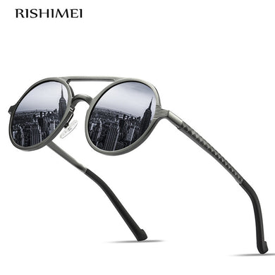 Men's aluminum-magnesium frame polarized sunglasses retro round frame stylish driving sunglasses UV400
