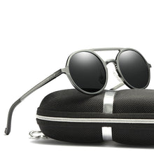 Carica l&#39;immagine nel visualizzatore di Gallery, Men&#39;s aluminum-magnesium frame polarized sunglasses retro round frame stylish driving sunglasses UV400