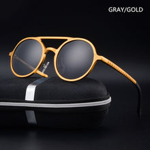 Carica l&#39;immagine nel visualizzatore di Gallery, Men&#39;s aluminum-magnesium frame polarized sunglasses retro round frame stylish driving sunglasses UV400