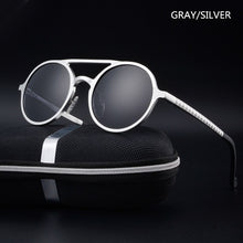 Carica l&#39;immagine nel visualizzatore di Gallery, Men&#39;s aluminum-magnesium frame polarized sunglasses retro round frame stylish driving sunglasses UV400