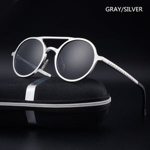 Men's aluminum-magnesium frame polarized sunglasses retro round frame stylish driving sunglasses UV400