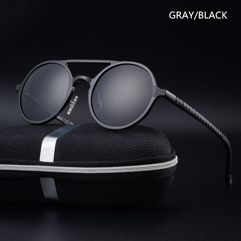 Men's aluminum-magnesium frame polarized sunglasses retro round frame stylish driving sunglasses UV400