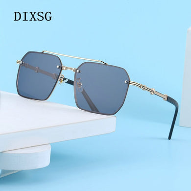 style polygon big frame sunglasses women  designer trendy wear traveling driving frameless trim sunglasses for men
