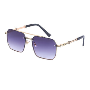 style polygon big frame sunglasses women  designer trendy wear traveling driving frameless trim sunglasses for men