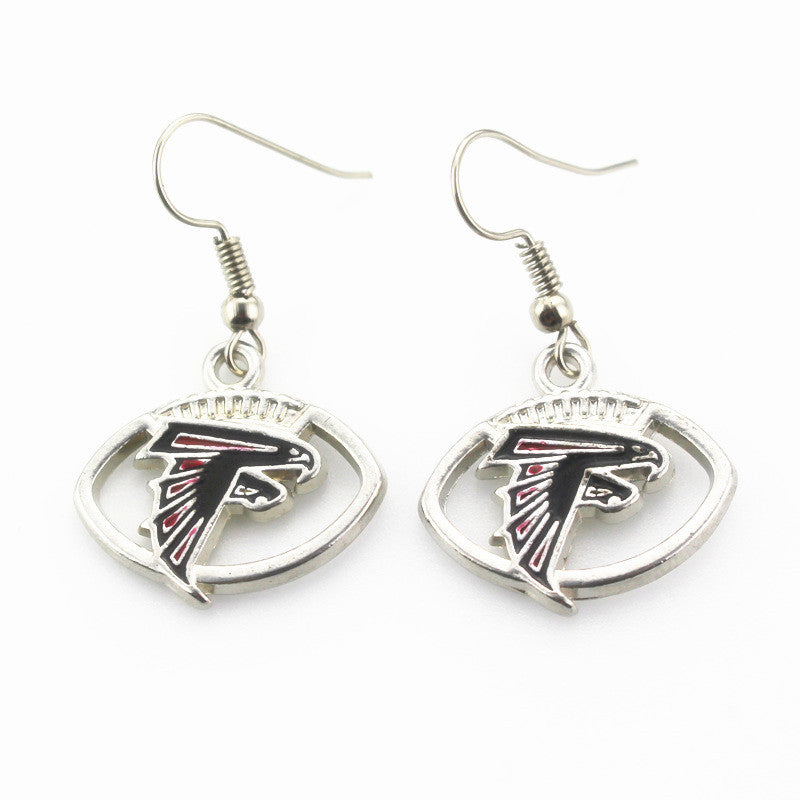 Newest 6 pair/lot USA Atlanta Falcons Football Earring Team Sports Long ear hook Drop Earrings for Women Jewelry
