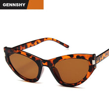 Load image into Gallery viewer, Cat Eye Sunglasses Men Europe America Sunglasses Plastic Vintage Brand Design Sunglasses Black Frame Grey Lenses