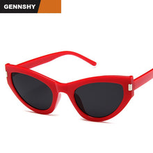Load image into Gallery viewer, Cat Eye Sunglasses Men Europe America Sunglasses Plastic Vintage Brand Design Sunglasses Black Frame Grey Lenses