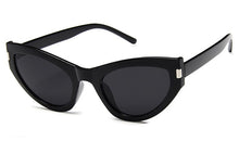 Load image into Gallery viewer, Cat Eye Sunglasses Men Europe America Sunglasses Plastic Vintage Brand Design Sunglasses Black Frame Grey Lenses