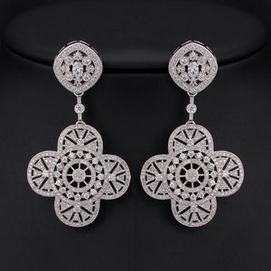 Newest Fashion Jewelry Silver color drops Earrings from Austrian Crystals for Women fine Dangle Earrings with Wedding party