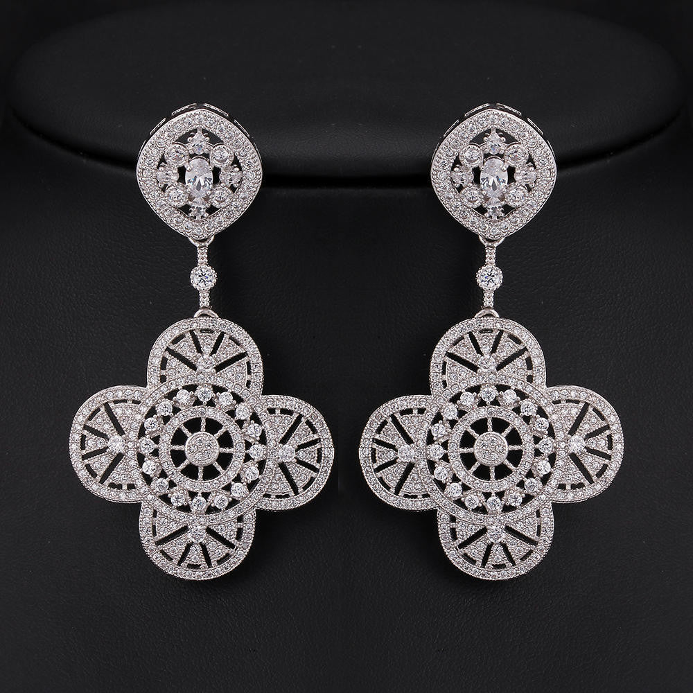 Newest Fashion Jewelry Silver color drops Earrings from Austrian Crystals for Women fine Dangle Earrings with Wedding party