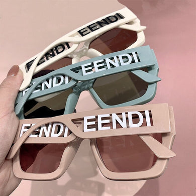 Newest Vintage Letter Sunglasses Women Brand Designer Retro Oversized Sun Glasses Female Pink Green White Square Eyewear