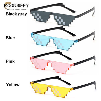 Funny Mosaic Sunglasses Thug Life Sun Glasses Pixel Black Retro Sunglasses Birthday Gift Party Cosplay Prop Funny Eyewear