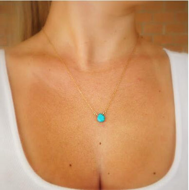 Newest Minimalist accessories gold color drop Blue stone link collar chain necklace for women girl nice gift N077