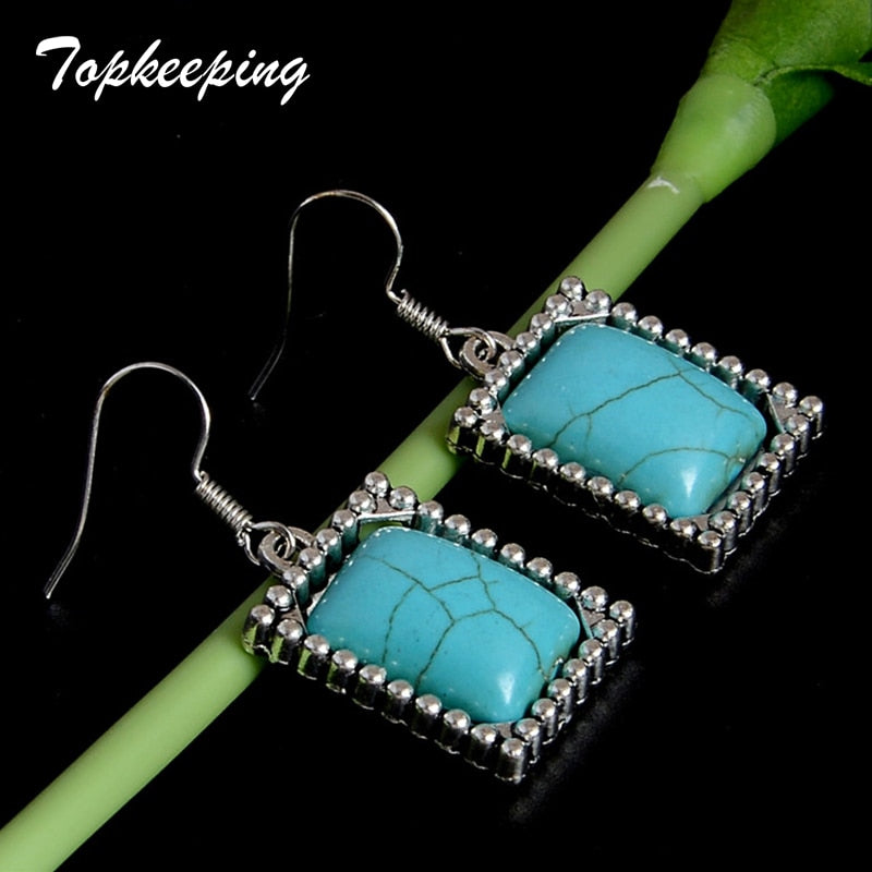 Newest Retro Dangle Earrings Women Fashion Jewelry Square Pendant Earring Girls Graduation Gifts Alloy Beads Chic Drop Earrings
