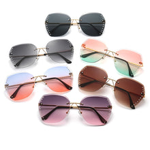 Load image into Gallery viewer, Rimless Rhinestone Sunglasses Women Men Retro Cutting Lens Gradient Sun Glasses Female Brand Design Eyewear UV400