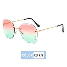 Load image into Gallery viewer, Rimless Rhinestone Sunglasses Women Men Retro Cutting Lens Gradient Sun Glasses Female Brand Design Eyewear UV400