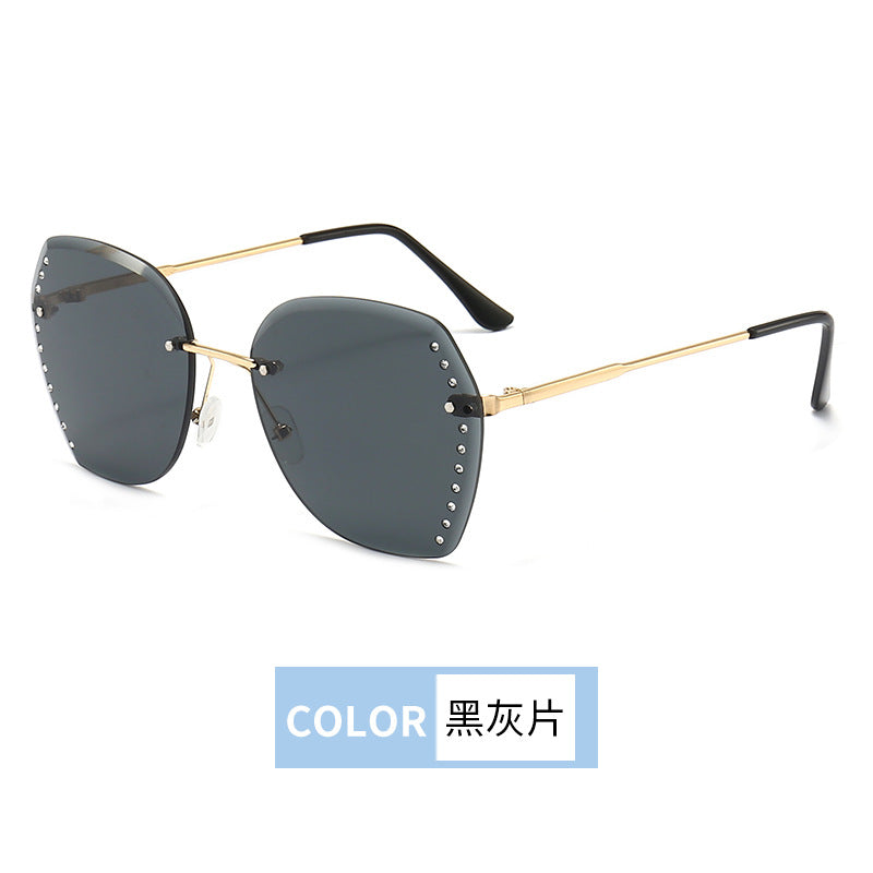 Rimless Rhinestone Sunglasses Women Men Retro Cutting Lens Gradient Sun Glasses Female Brand Design Eyewear UV400