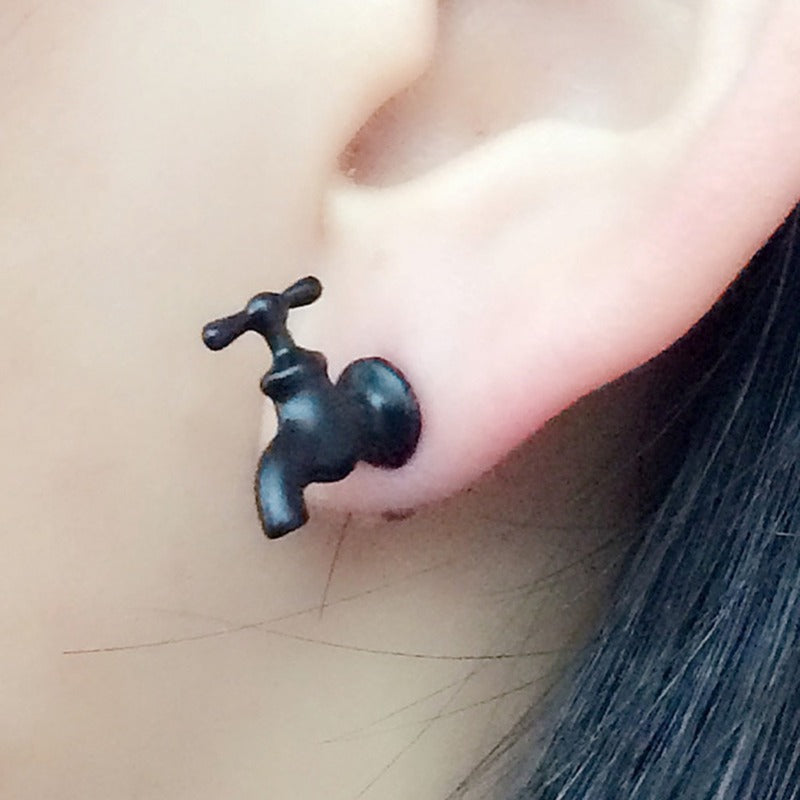 Newly Cute Three-dimensional Fashion Faucet Wrench Alloy Piercing Earrings Charming Jewelry 2018