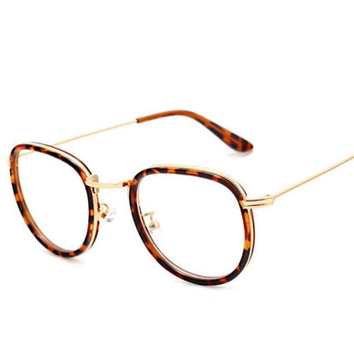 Occhiali da donna di nuova concezione otticamente montatura in metallo stampa leopardata lenti trasparenti occhiali in vetro occhiali quadrati dorati da uomo UV400 