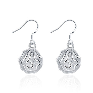 Nice Beautiful Woman Lady Earrings 925 Jewelry Silver Plated Exquisite Rose Flower Earrings For Women Cute Romantic Jewelry