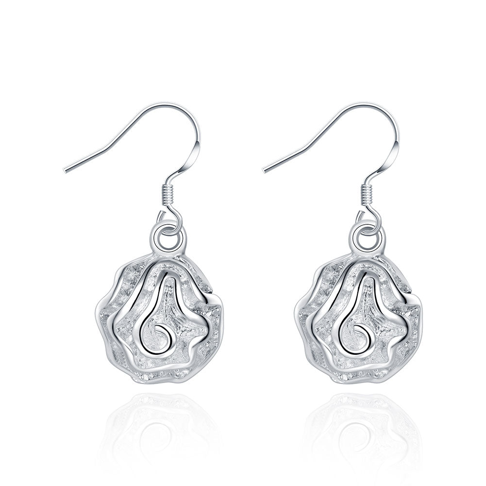 Nice Beautiful Woman Lady Earrings 925 Jewelry Silver Plated Exquisite Rose Flower Earrings For Women Cute Romantic Jewelry