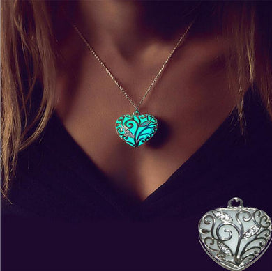 Night Glowing Heart Pendant Love Hearts Necklace Pendant Jewelry For Women