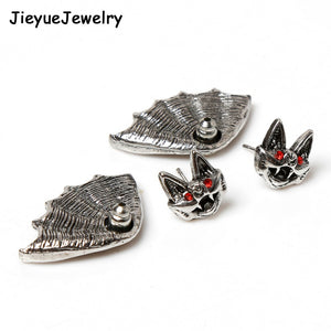 Nightclub Personality Punk Style Unisex Crystal earrings Bat Shaped Earrings - Color Silver Plated Charming Jewelery