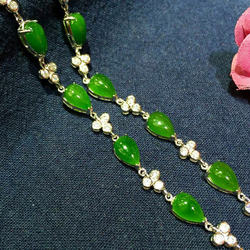 Noble Female Retro Thai Silver Fashion Women S925 Sterling Silver Natural Hetian Jasper Bracelet