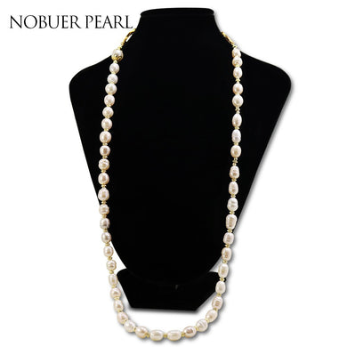 Nob Collana a catena in maglione di perle fatte a mano alla moda in argento 925 per donne con gioielli da donna di moda con perle colorate 
