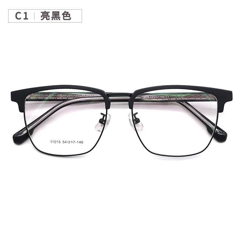 Non-Magnetic Splicing Frame Browline Men's Glasses Plate Leg Full Frame Metal Glasses  11015 Eyeglasses