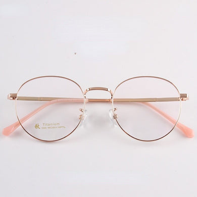 Non-Magnetic Titanium Glasses Rim Small Frame Glasses Semi-Titanium Round Myopia Glasses Optical Prescription Glasses 5006