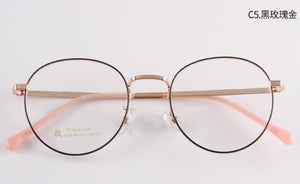 Non-Magnetic Titanium Glasses Rim Small Frame Glasses Semi-Titanium Round Myopia Glasses Optical Prescription Glasses 5006