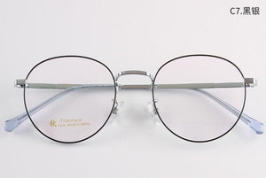 Non-Magnetic Titanium Glasses Rim Small Frame Glasses Semi-Titanium Round Myopia Glasses Optical Prescription Glasses 5006