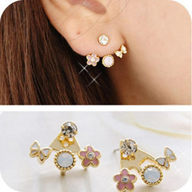 None Casual Fashion Golden Flower Women Charm Shape Party Jewelry Wedding Artificial Gem of Gift New Pair Trendy Earrings Dating