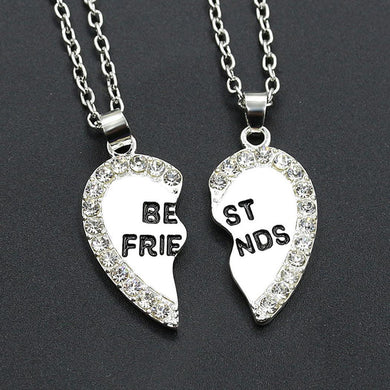 None Heart Unisex Rhinestone Casual Friends 9inch Chain 2 Friend Pendants Necklace New 2 5cm 0 Letters Best Chokers Approx