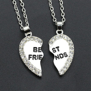 None Heart Unisex Rhinestone Casual Friends 9inch Chain 2 Friend Pendants Necklace New 2 5cm 0 Letters Best Chokers Approx