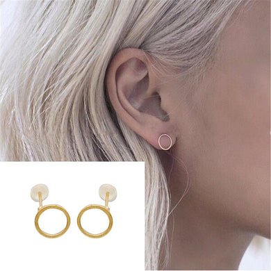 Nessuno Stile 1 Forma regalo Oro Donna Moda Casual Indietro Rotondo Elegante 3 cm Gioielli Push 0 Orecchini a bottone da 5 pollici 