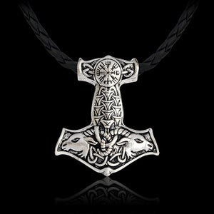 Nordic Viking Amulet Goat Thor's Hammer Pendant Necklace For Men Rune Original Animal Viking Jewelry