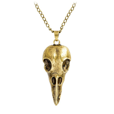 Nordic Viking Raven skull Pendant Necklace Bronze Silver Metal Crow head Skull Amulet Rune Men Necklace Fashion Punk Jewelry