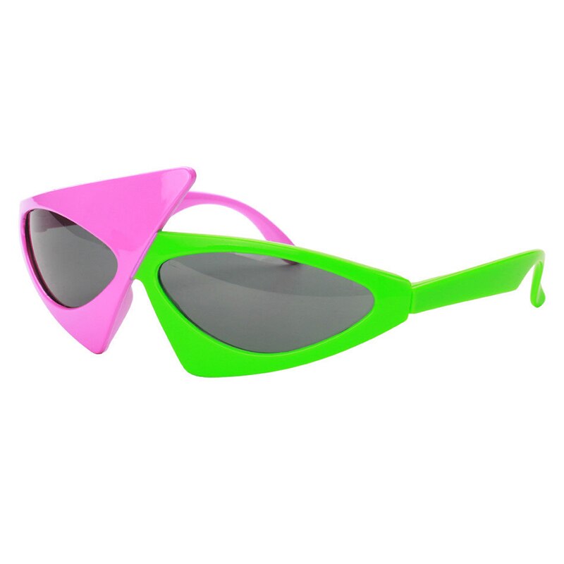 Novelty Green Pink Patchwork Asymmetric Triangular Sunglasses Party Dance Bar Spectacles Roy Purdy Same Style Hip-Hop Glasses