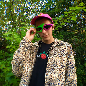 Novelty Green Pink Patchwork Asymmetric Triangular Sunglasses Party Dance Bar Spectacles Roy Purdy Same Style Hip-Hop Glasses
