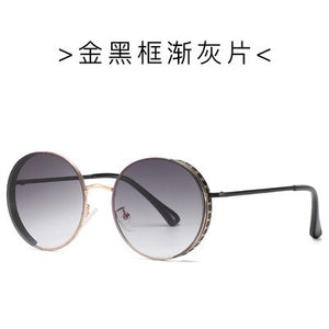 Nueva ronda de gafas de sol europeo y americano anteojos de sol de moda para mujeres con gafas de sol con montura de metal